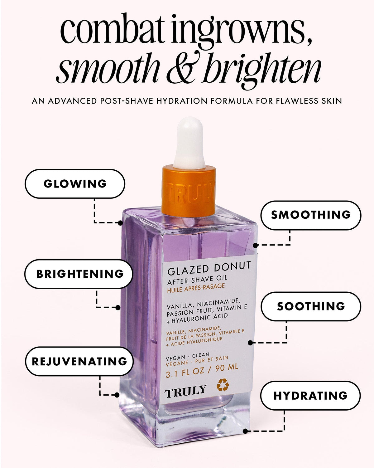 Truly Glazed Donut After Shave Oil – Hydrating Post-Shave Body Oil with Hyaluronic Acid & Niacinamide