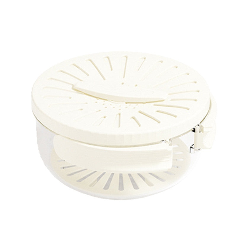 **2-in-1 Fruit & Vegetable Drain Basket with Lid, Foldable Handle & Dual-Layer Colander**