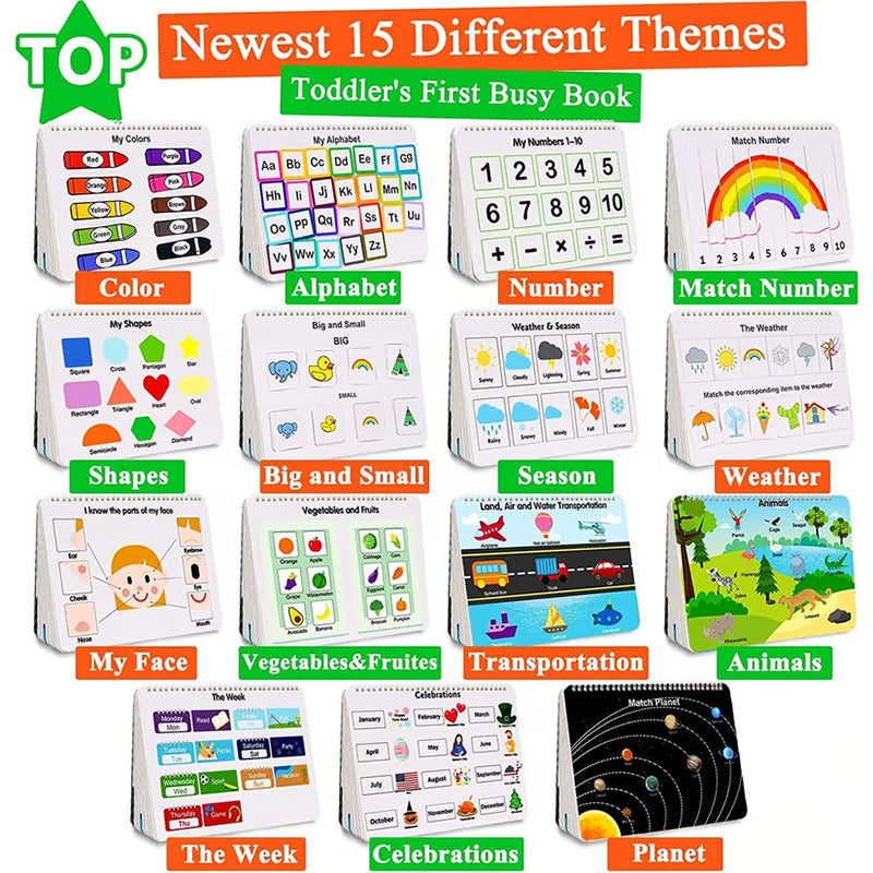 **My Preschool Busy Book – Interactive Learning Activity Book for Toddlers with Alphabet, Numbers, Colors & Shapes**
