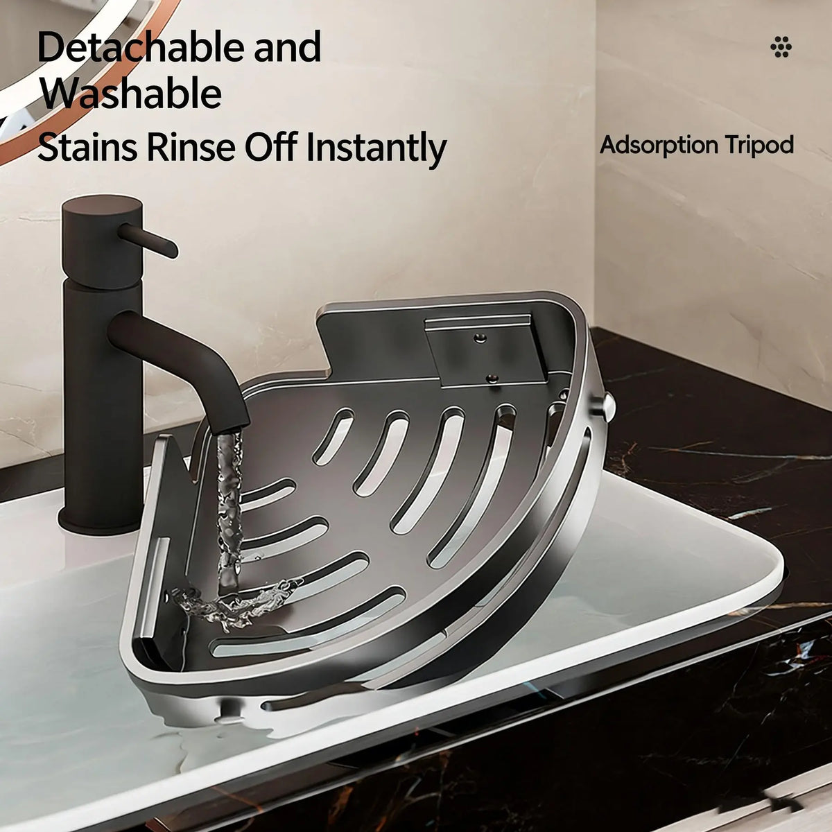 3-Pack Gun Abs Triangular Suction Cup Shower Caddy Corner Shelves