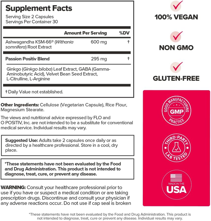 O Positiv URO Vaginal Moisture & Mood Formulated to Support Vaginal Moisture, Mood & Relaxation -30 Servings