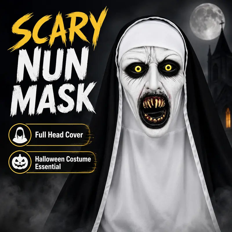 Home Supplies Scary Nun Latex Mask Full-Head Halloween