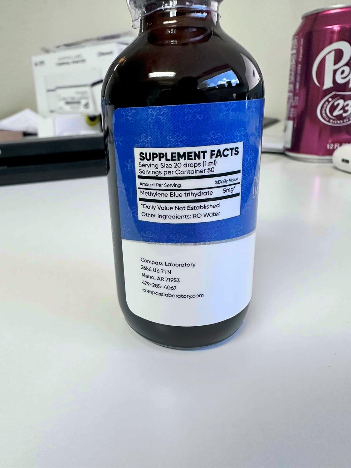 Methylene Blue Pharmaceutical Grade, USP Grade, Third-Party Tested Dietary Supplement for Humans, No Formaldehyde, Made in USA (0.5% 50ml Bottle)
