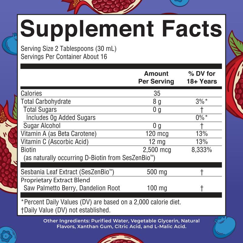 Daily Liquid Hair Formula - Hair Support - Thicker Hair for Women - Healthy Hair Habits - With SesZenBio - Biotin - Vitamin C - 16 fl oz