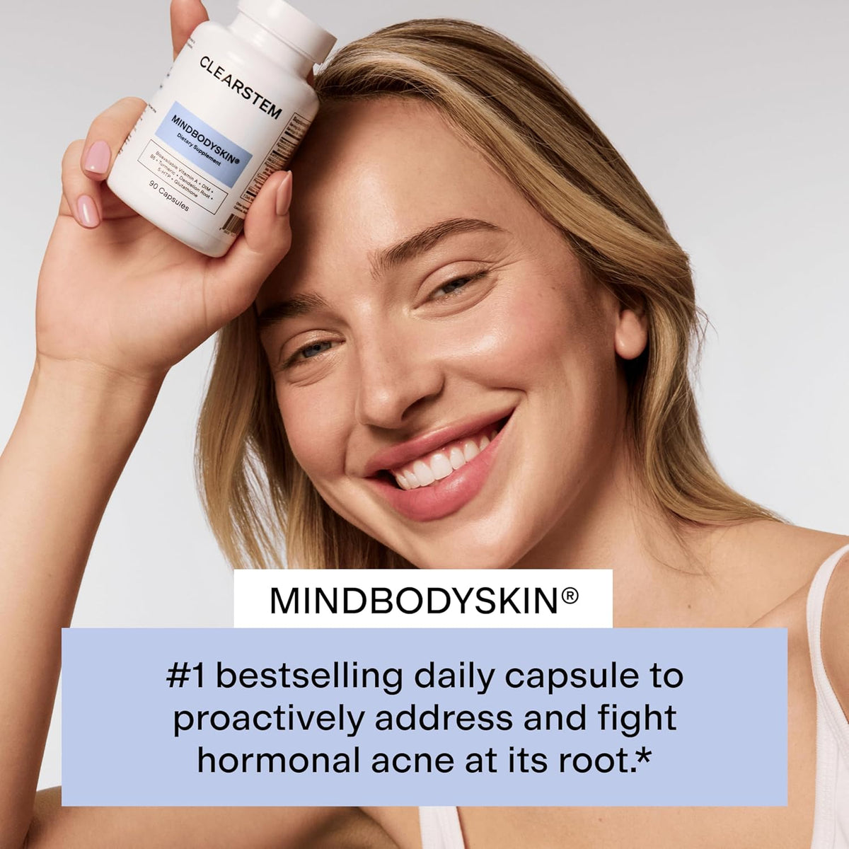 CLEARSTEM - Hormonal Acne Supplement (5-HTP) - Natural DIM Supplement - Skin Care Vitamins - Hormone Balance, Antioxidants - Gluten Free, Cruelty Free - 30 Servings, 90 Capsules