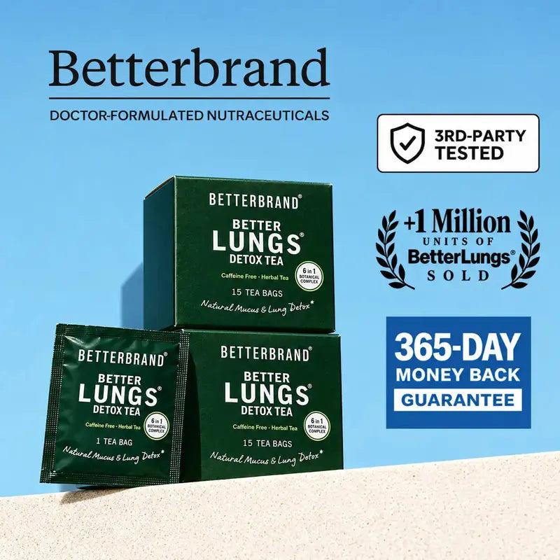 BetterBrand BetterLungs Herbal Tea – Mullein, Ginger & Elderberry – 15 Tea Bags