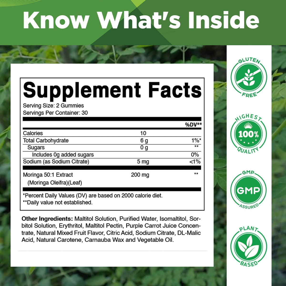 Vitamatic Sugar-Free Moringa Gummies 10,000mg – Vegan & Non-GMO – 60 Count
