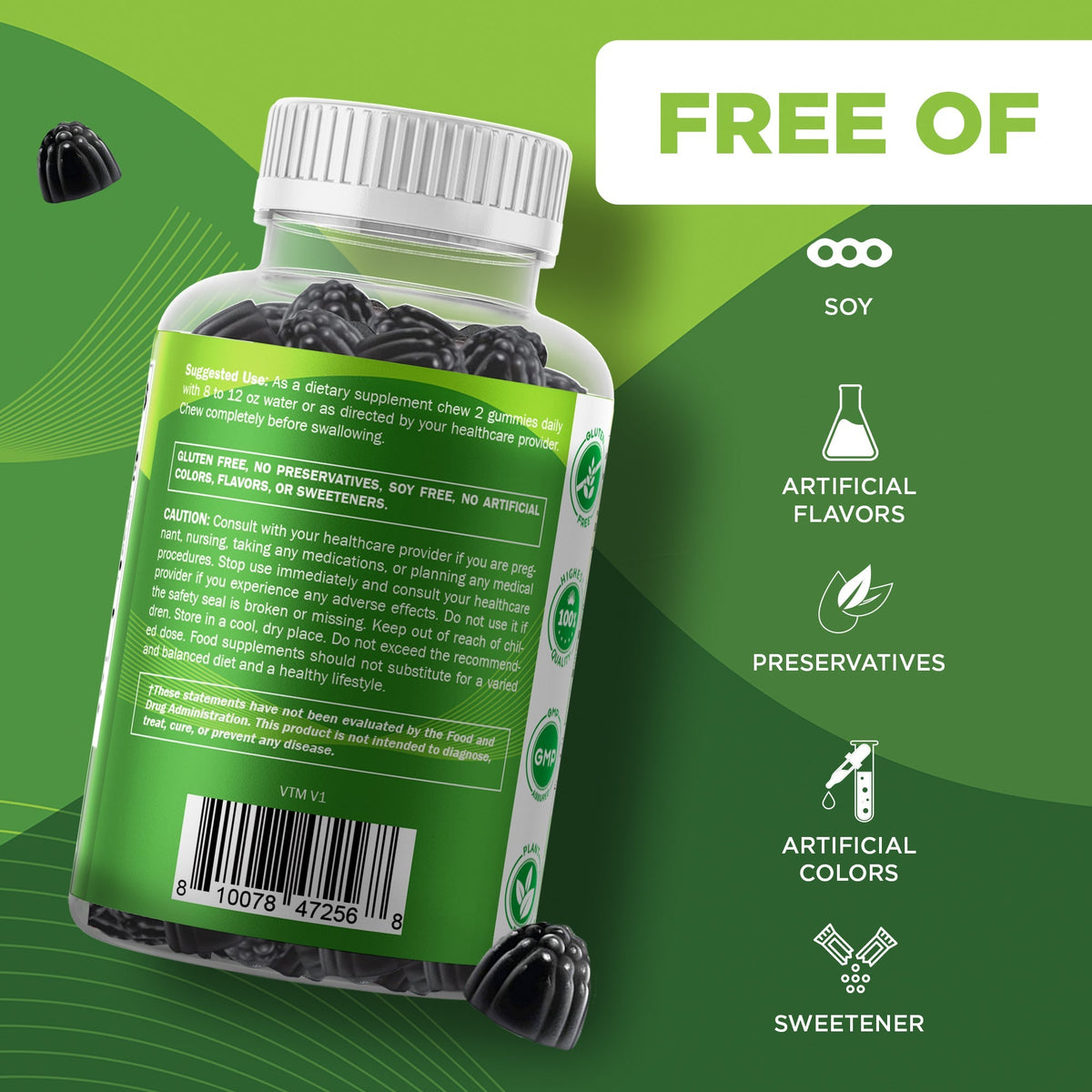 Vitamatic Sugar-Free Moringa Gummies 10,000mg – Vegan & Non-GMO – 60 Count
