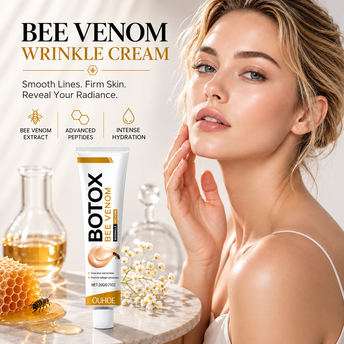 OUHOE Bee Venom Anti-Wrinkle Moisturizer & Mist, 4PCS Vegan