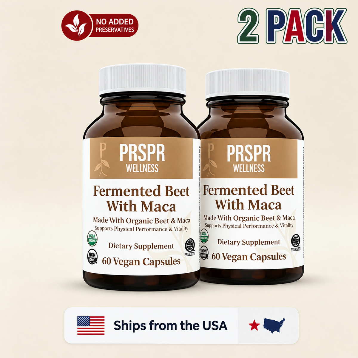 Circulation & Daily Vitality Support – Fermented Beet + Maca – 60 Vegan Capsules