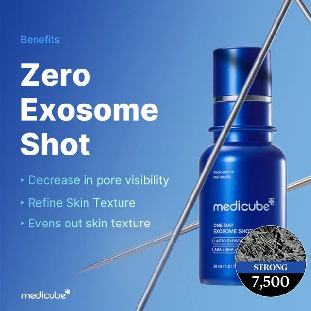 Medicube One Day Exosome Shot 7500 – AHA, BHA & PHA Pore Refining Exfoliating Serum, 30ml