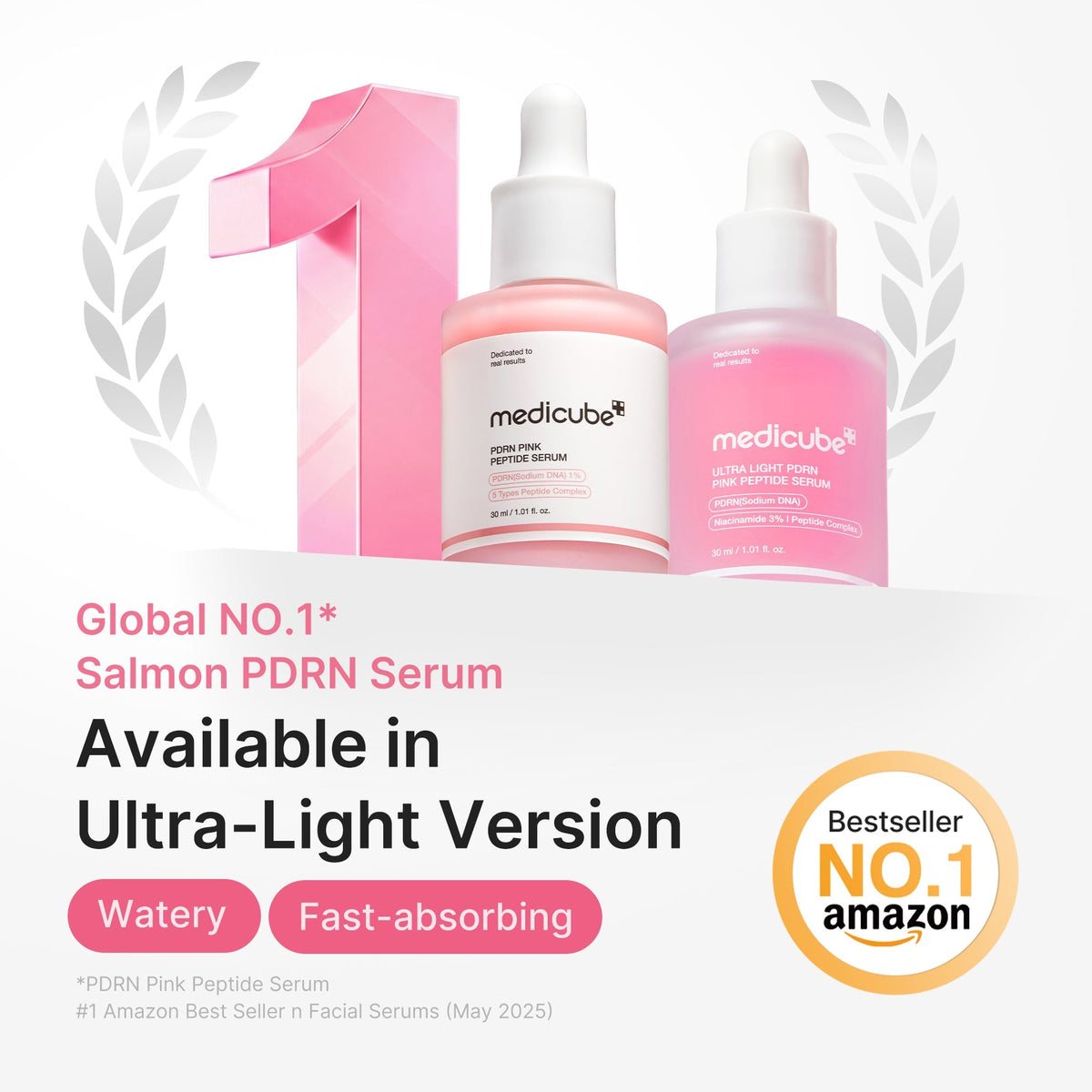 Ultra Light PDRN Pink Peptide Serum – Lightweight Hydrating Serum with Niacinamide & Hyaluronic Acid, 30ml