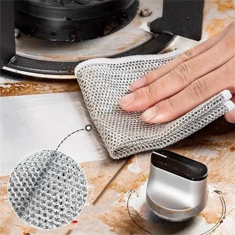 Steel Wire Cleaning Cloths – Kitchen Scrubbing Dish Rags 10 Pack