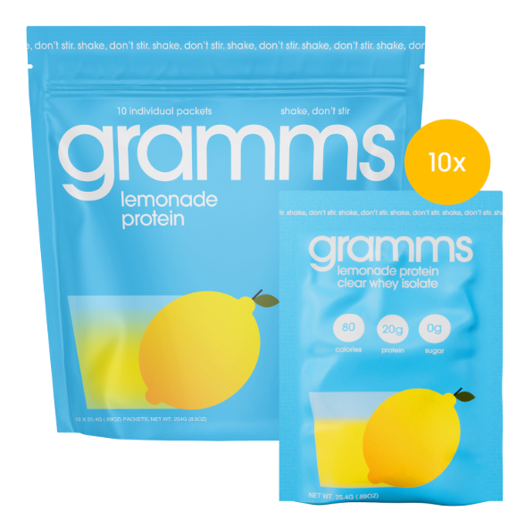 gramms Lemonade Clear Whey Protein – 20g Protein, 80 Calories, Zero Sugar