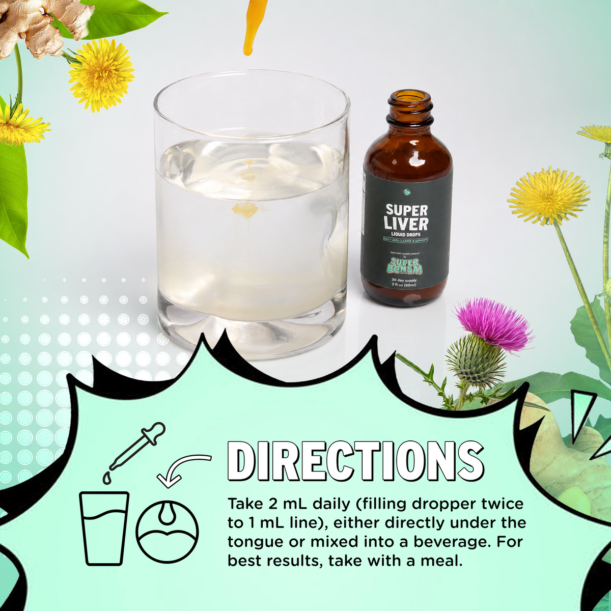 Super Bonsai Super Liver Drops – Herbal Liver Support Liquid Supplement, Daily Detox Formula, 30mL