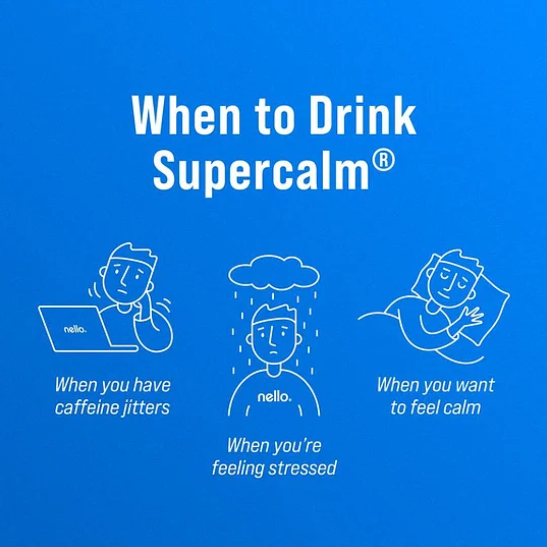 Nello Supercalm – Calming Drink Mix with KSM-66 Ashwagandha, Vitamin D3, Magnesium & L-Theanine – Supports Cortisol Balance, Mood & Sleep, Helps Manage Occasional Stress (20 Servings)