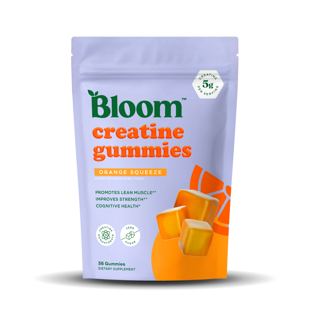 Bloom Creatine Gummies – 5g Creatine Monohydrate, Zero Sugar Berry Boost – 36 Count
