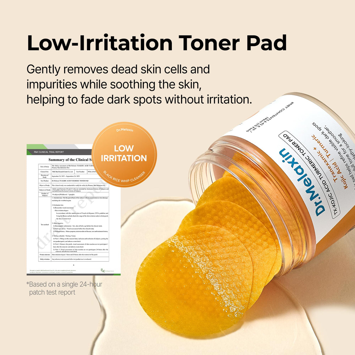 Dr.Melaxin TX Turmeric Toner Pads – 70 Sheets, Tranexamic & Kojic Acids, Brightening Korean Skincare