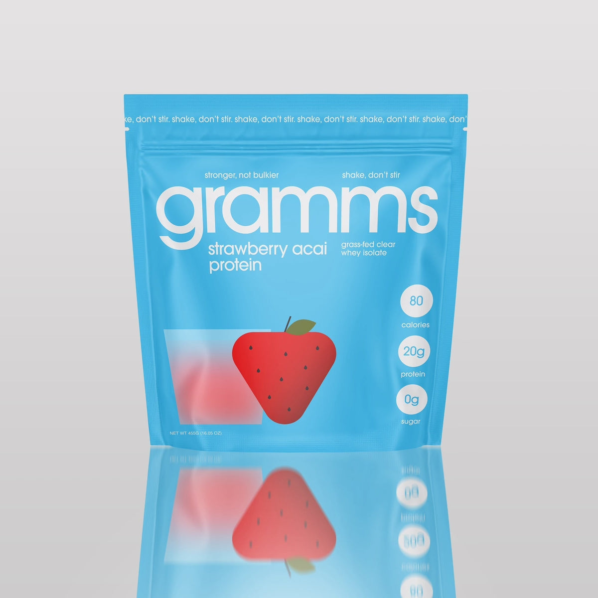gramms Strawberry Acai Clear Whey Protein Isolate – 20g Protein, 80 Calories, Zero Sugar