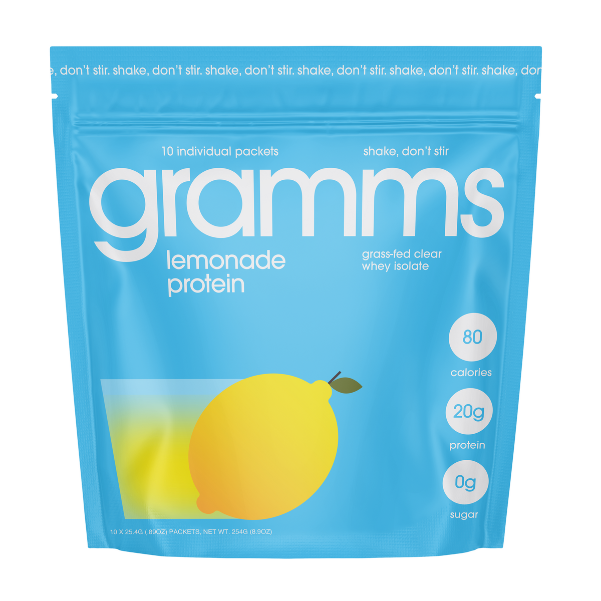 gramms Lemonade Clear Whey Protein – 20g Protein, 80 Calories, Zero Sugar