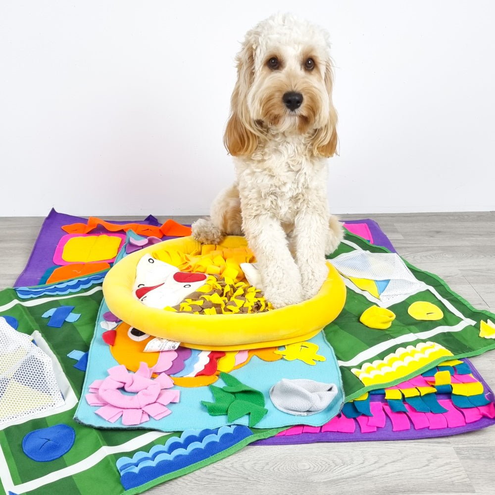 Dog Snuffle Mat for Treats & Dry Food – Foldable Interactive Foraging Mat for Dogs
