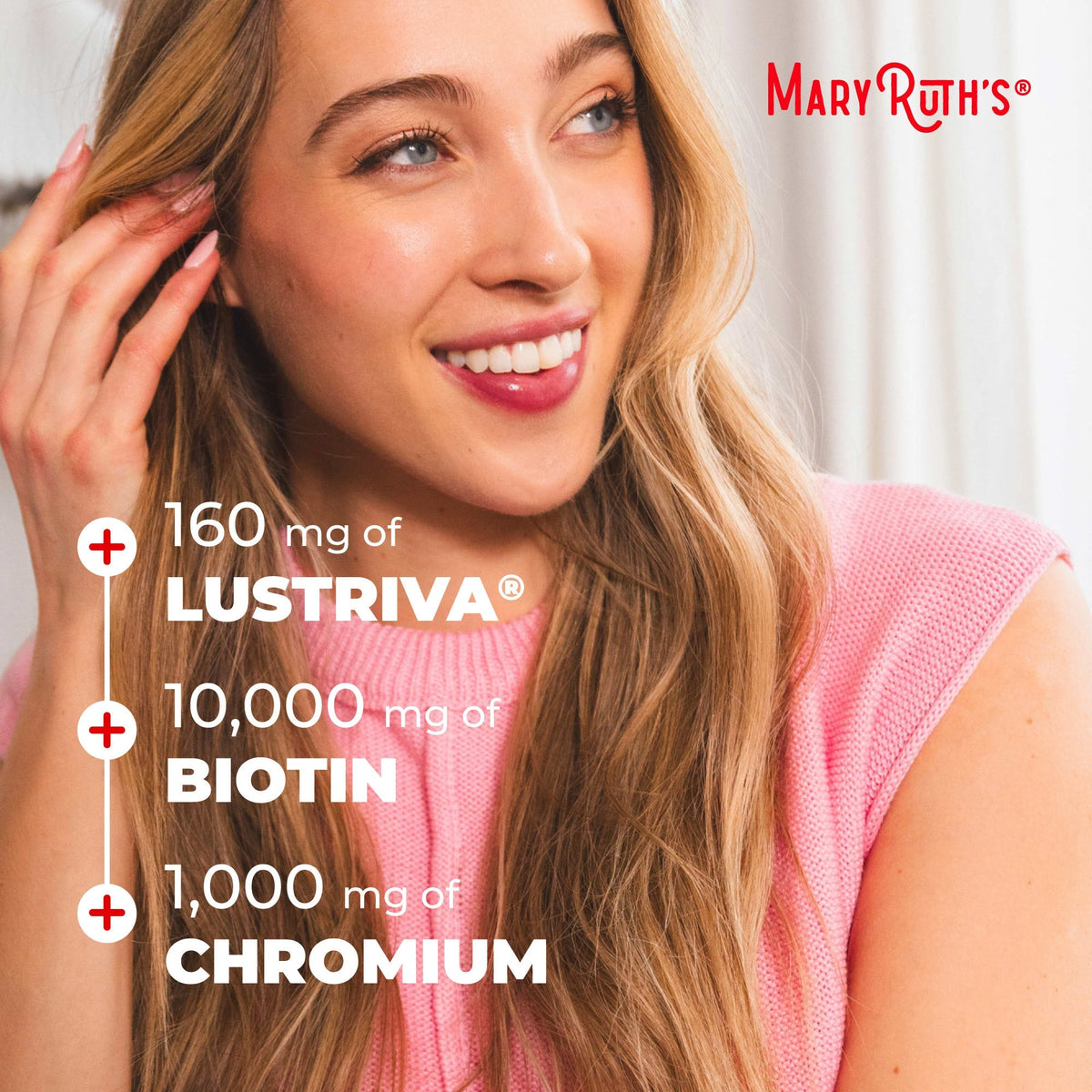 MaryRuth's Liquid Morning Multivitamin + Hair Growth with Biotin & LustrivaR - Peach Mango, 30 oz