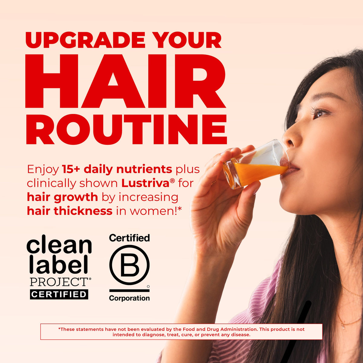 MaryRuth's Liquid Morning Multivitamin + Hair Growth with Biotin & LustrivaR - Peach Mango, 30 oz