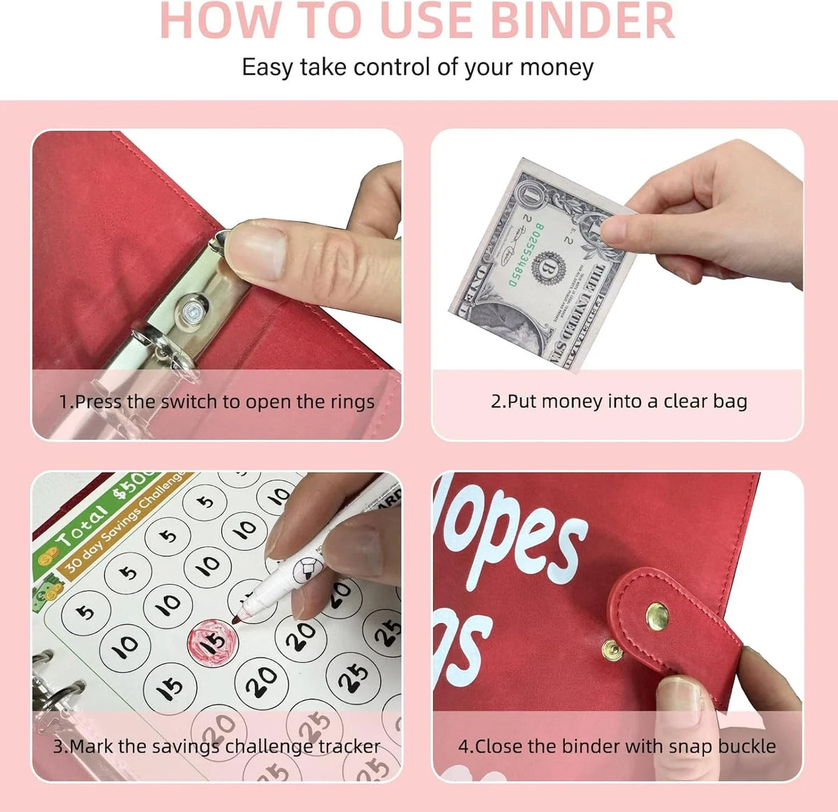 100 Envelopes Money Saving Challenge Binder, Fun and Easy Savings System
