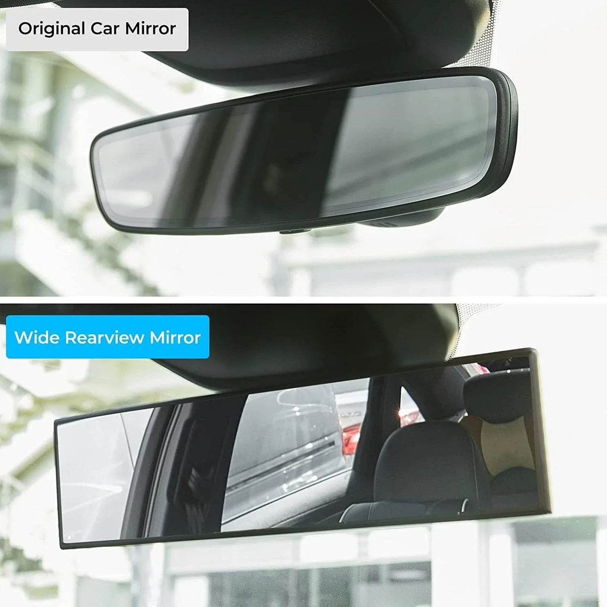 JOYTUTUS Rear View Mirror, Universal 11.81 Inch Panoramic Convex Interior Clip-o