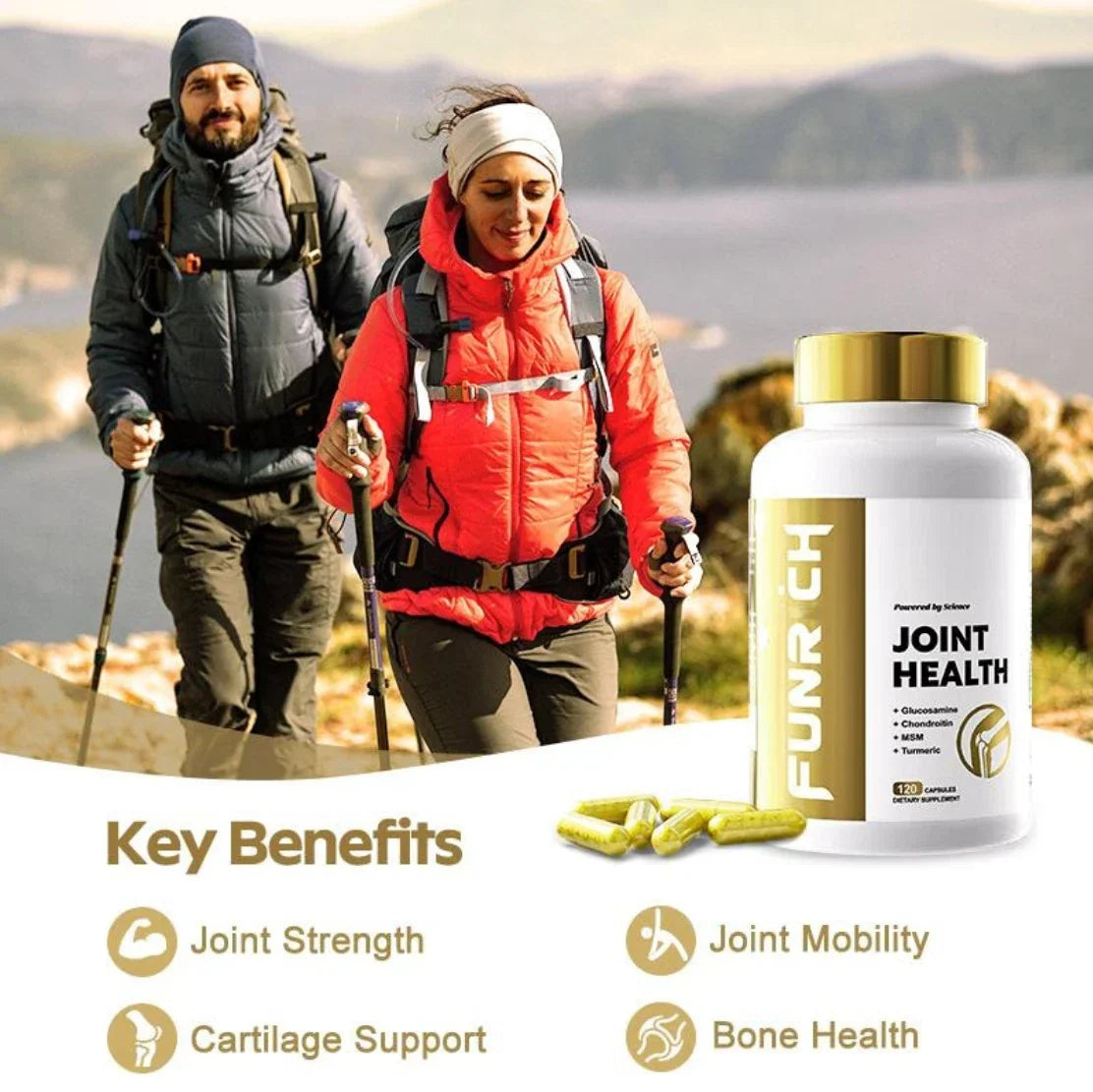 FUNRICH Joint Health Supplement 120ct Glucosamine Chondroitin MSM Turmeric New