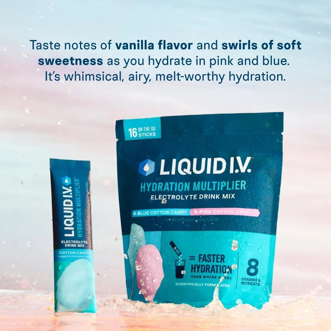 Liquid I.V. Hydration Multiplier Electrolyte Drink Mix, Cotton Candy, 16 Serving