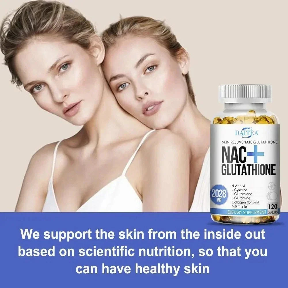 DAITEA NAC + Glutathione 2028mg with Collagen, Vitamin C & CoQ10 – 120 Capsules