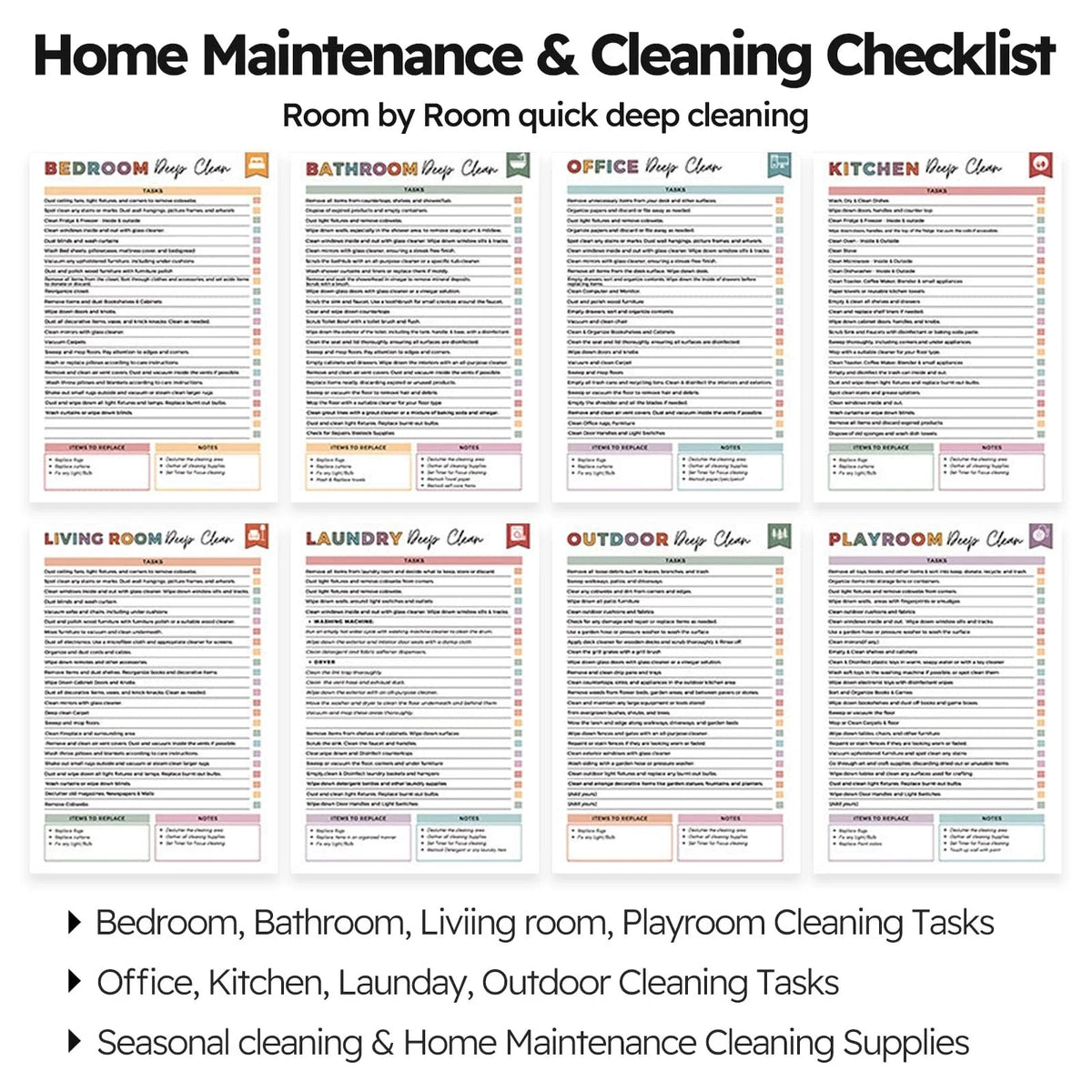 ADHD Cleaning Planner for Adults, Schedule and Letter, White