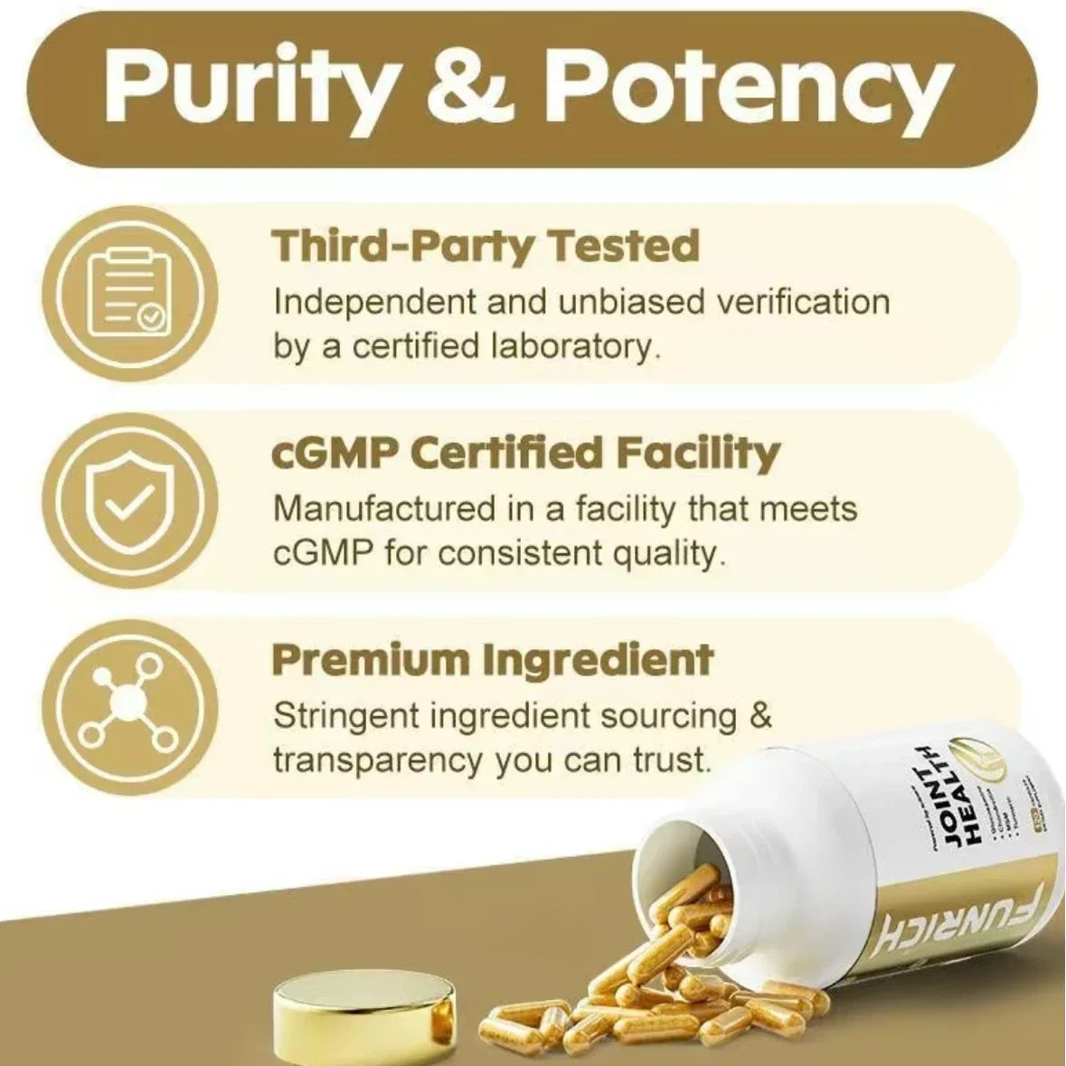 FUNRICH Joint Health Supplement 120ct Glucosamine Chondroitin MSM Turmeric New