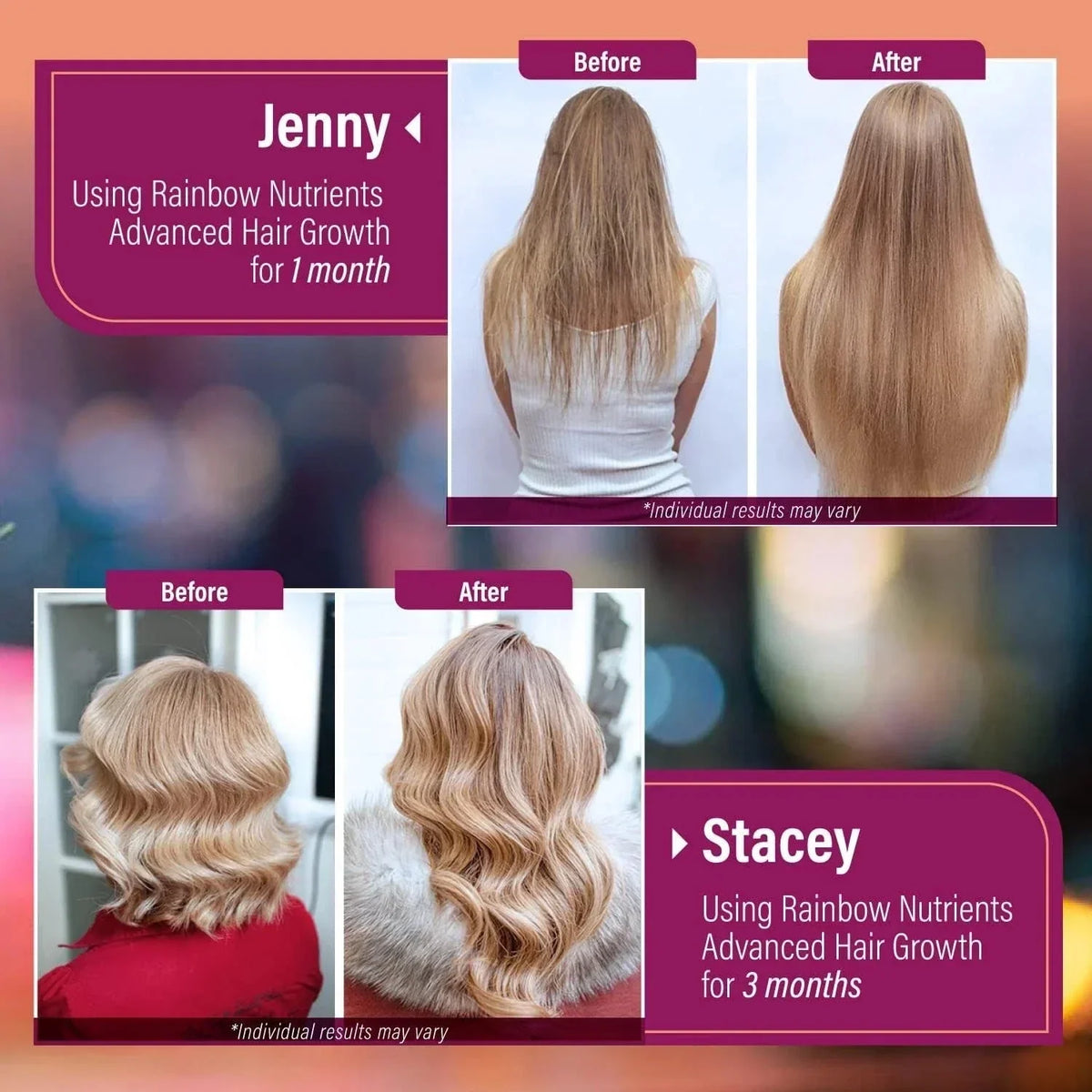 Rainbow Nutrients ADVANCED Hair-Growth Vitamins – Biotin 10,000mcg Collagen New