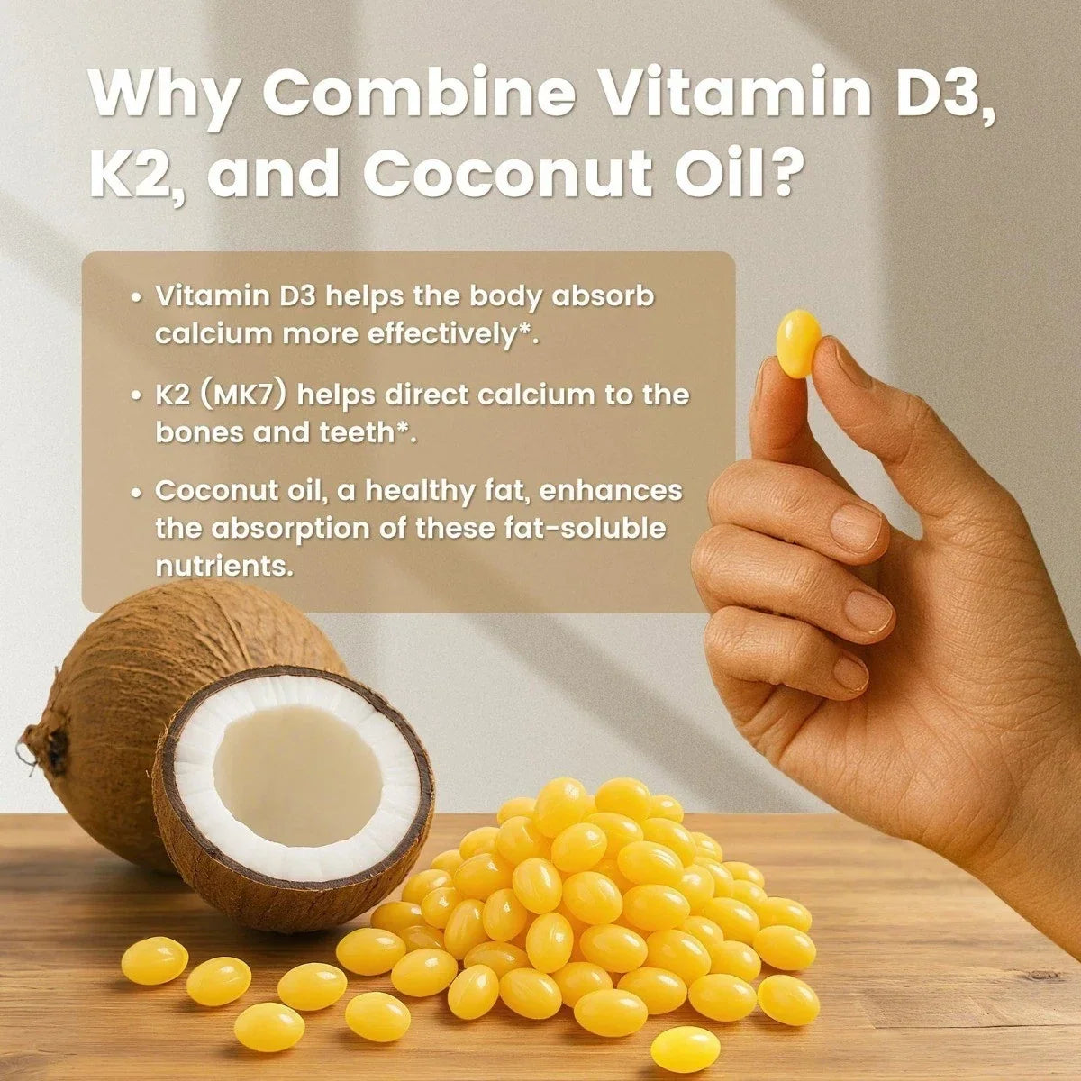 VEV Vitamin D3 & K2 10000 IU.300 Coconut Oil Softgels, 2-in-1