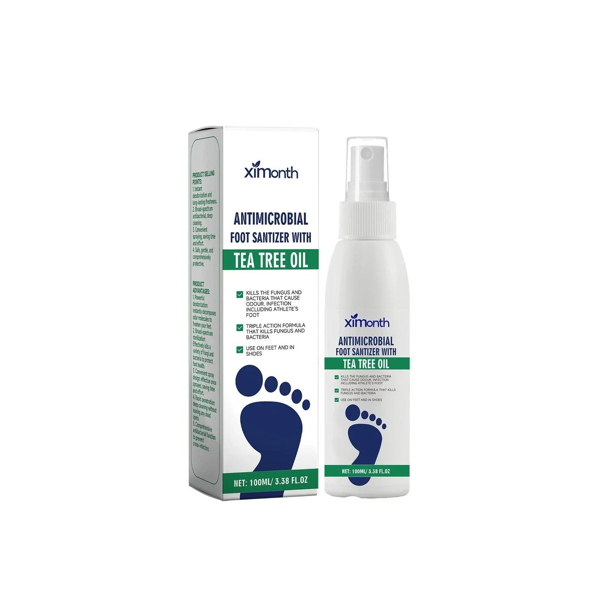 Antimicrobial Foot Sanitizer Spray with Tea Tree Oil – Odor Control & Daily Foot Care, 100ml