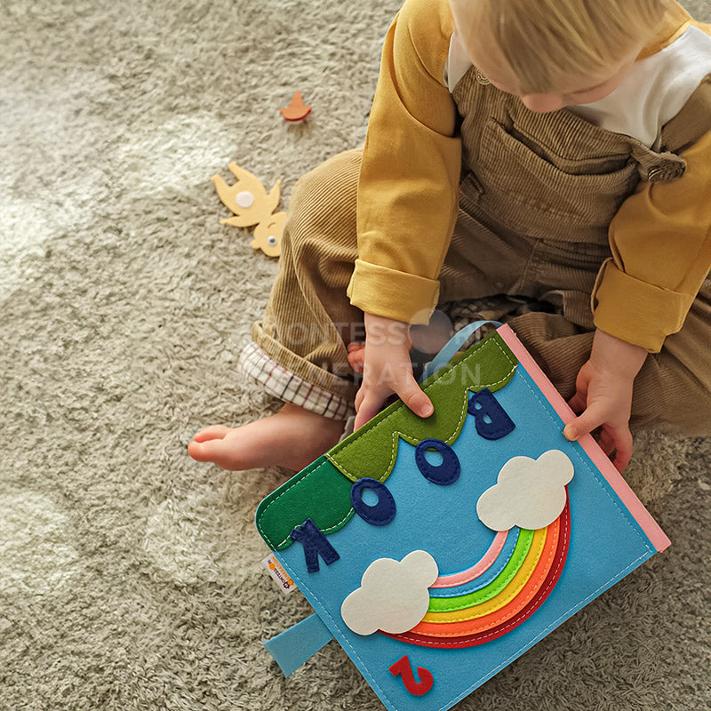 Montessori Busy Book for Toddlers – Interactive Soft Felt Activity Book for Early Learning & Fine Motor Skills