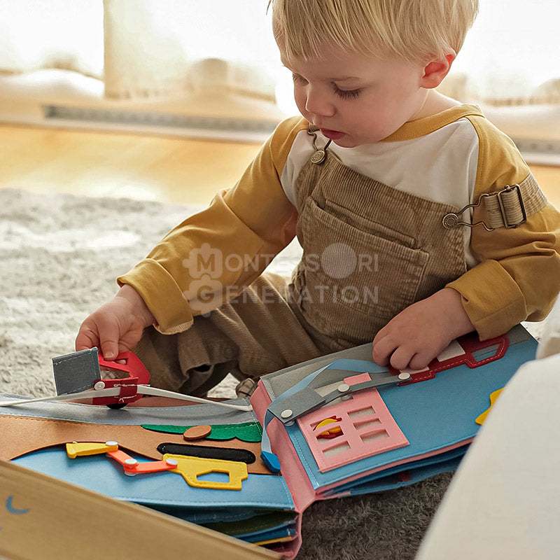Montessori Busy Book for Toddlers – Interactive Soft Felt Activity Book for Early Learning & Fine Motor Skills