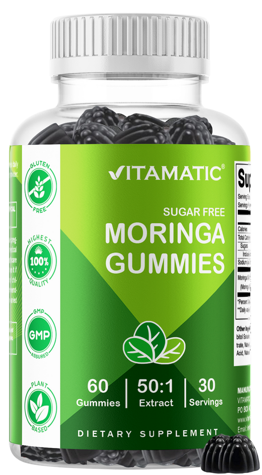 Vitamatic Sugar-Free Moringa Gummies 10,000mg – Vegan & Non-GMO – 60 Count