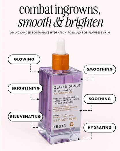 Truly Glazed Donut After Shave Oil – Hydrating Post-Shave Body Oil with Hyaluronic Acid & Niacinamide