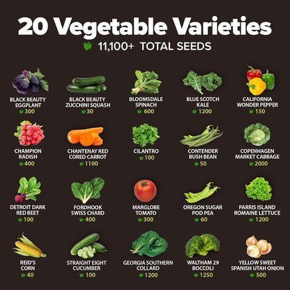 Heirloom Vegetable Seeds - (20 Variety)