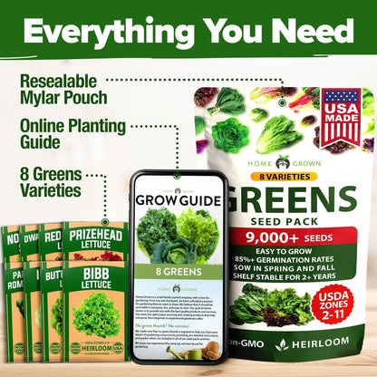 Lettuce and Leafy Greens Seeds - (8 Variety)