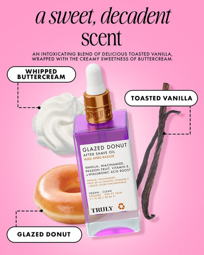 Truly Glazed Donut After Shave Oil – Hydrating Post-Shave Body Oil with Hyaluronic Acid & Niacinamide