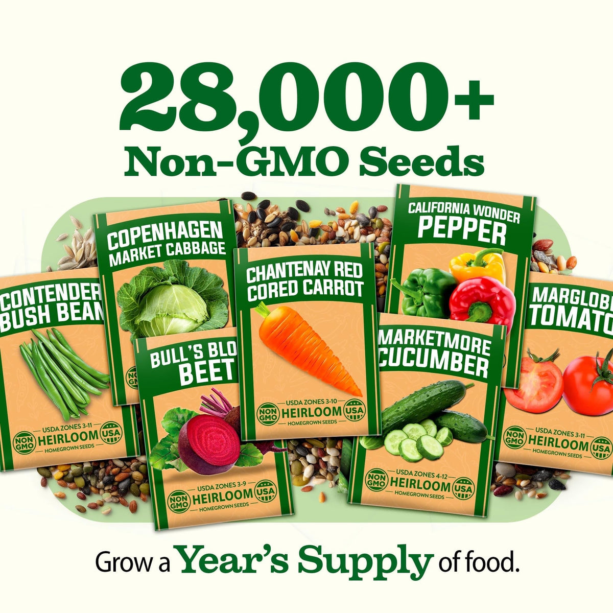 Heirloom Vegetable Seeds - (55 Variety)