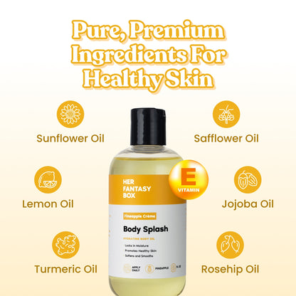 Her Fantasy Box Pineapple Crème Body Splash – Hydrating Skin-Smoothing Body Oil – 8 fl oz