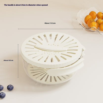 **2-in-1 Fruit & Vegetable Drain Basket with Lid, Foldable Handle & Dual-Layer Colander**