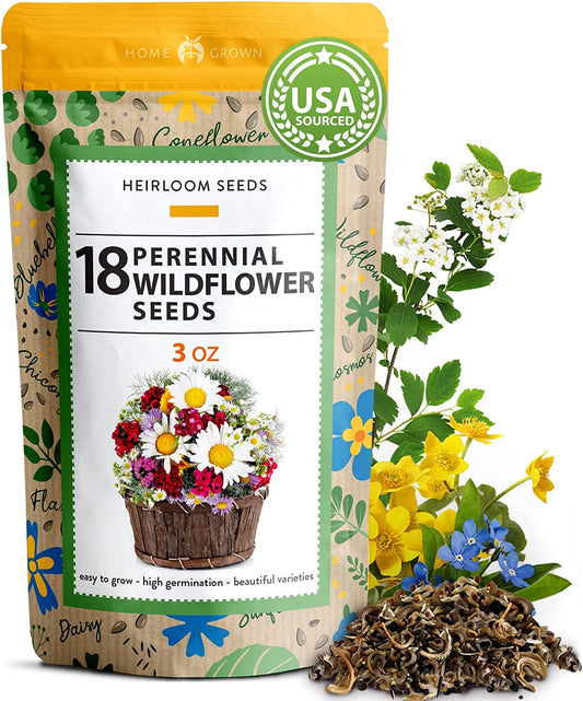 Perennial Wildflower Seed Mix - 18 Varieties (3 oz) - No Filler