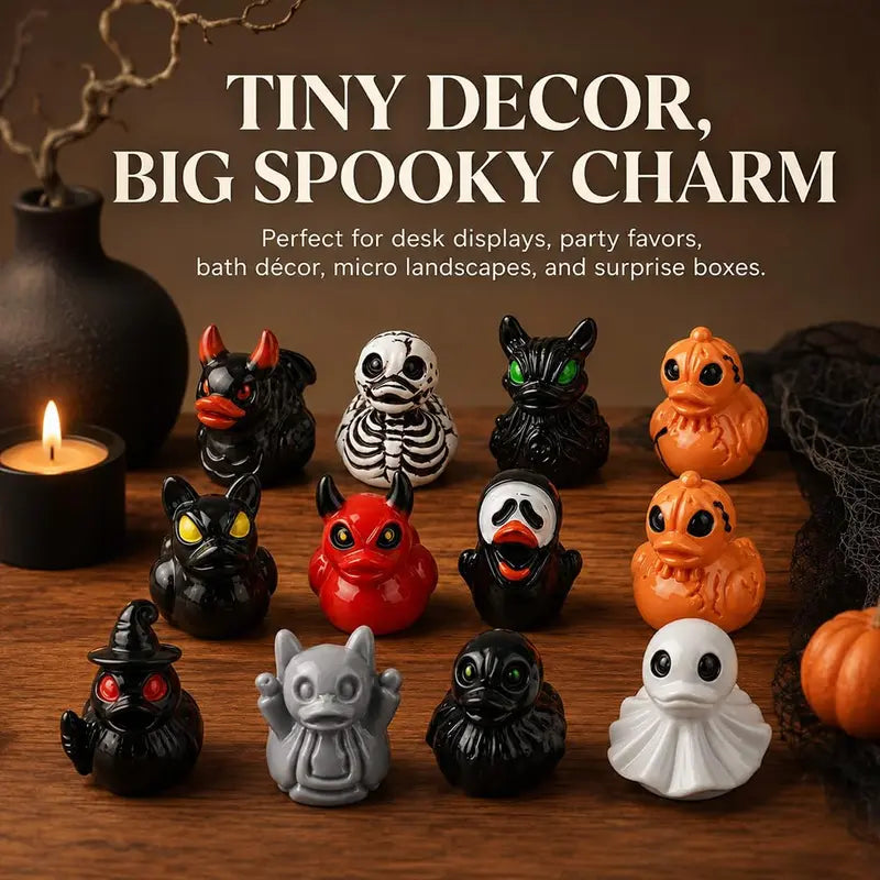 Halloween Resin Duck Figurines 50/100pcs Mini Spooky