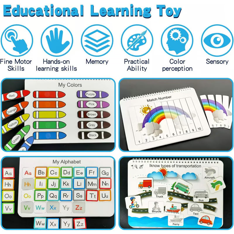 **My Preschool Busy Book – Interactive Learning Activity Book for Toddlers with Alphabet, Numbers, Colors & Shapes**